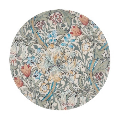 William Morris Lily Art Nouveau Floral Pattern Cut Cutting Board
