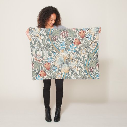 William Morris Lily Art Nouveau Floral Pattern Fle Fleece Blanket