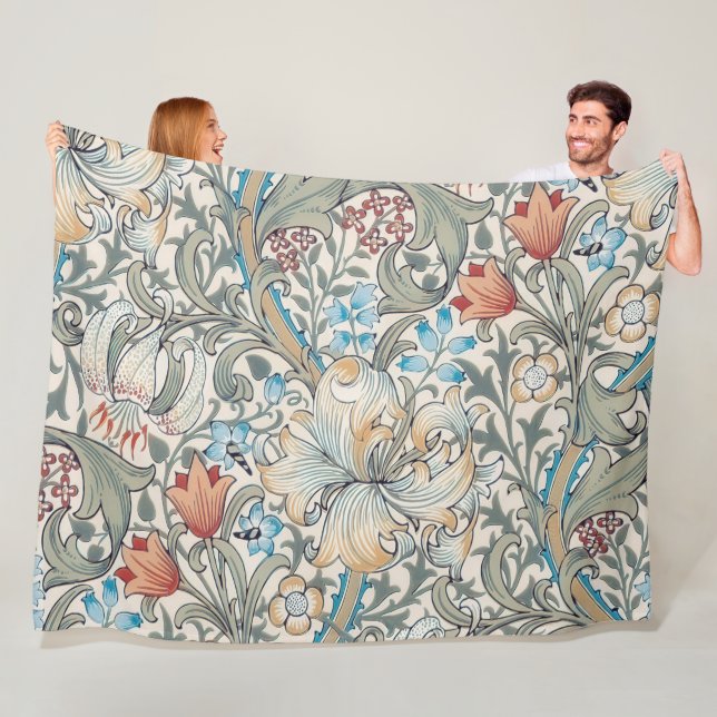 William Morris Lily Art Nouveau Floral Pattern Fle Fleece Blanket (In Situ)