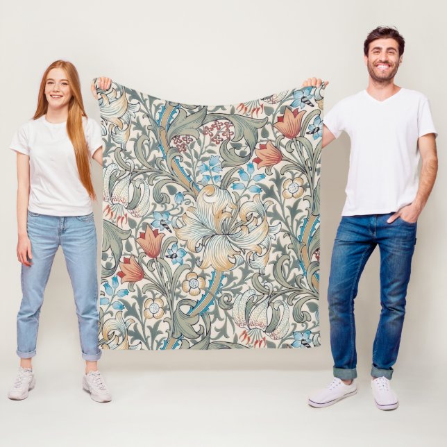 William Morris Lily Art Nouveau Floral Pattern Fle Fleece Blanket (In Situ)