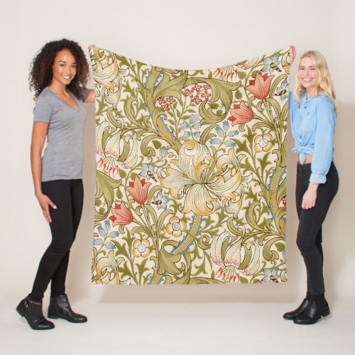 William Morris Lily Art Nouveau Floral Pattern Fleece Blanket