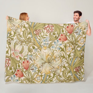 William Morris Lily Art Nouveau Floral Pattern Fleece Blanket