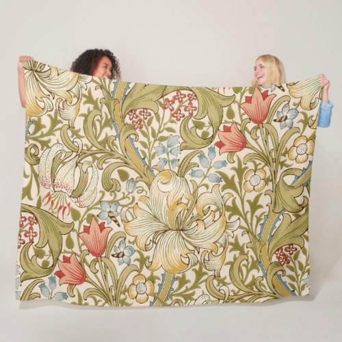 William Morris Lily Art Nouveau Floral Pattern Fleece Blanket