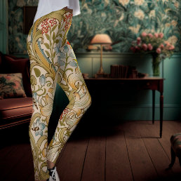 William Morris Lily Art Nouveau Floral Pattern Leggings