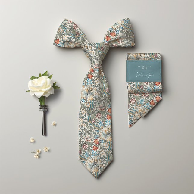 William Morris Lily Art Nouveau Floral Pattern Neck Tie (Creator Uploaded)