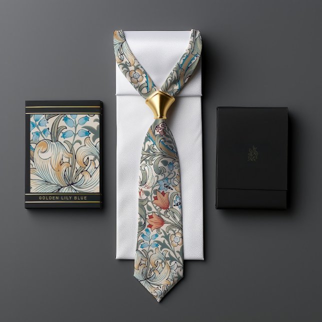 William Morris Lily Art Nouveau Floral Pattern Neck Tie (Creator Uploaded)