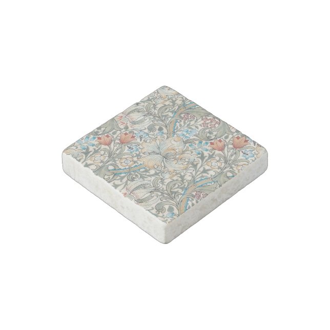 William Morris Lily Art Nouveau Floral Pattern Sto Stone Magnet (Angled)