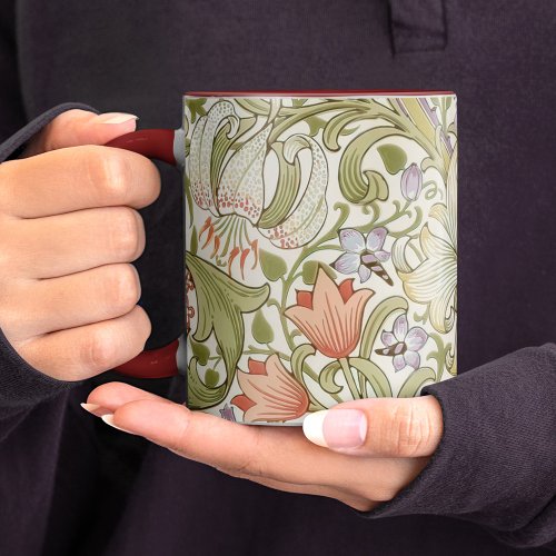 William Morris Lily Art Nouveau Floral Pattern Two Mug