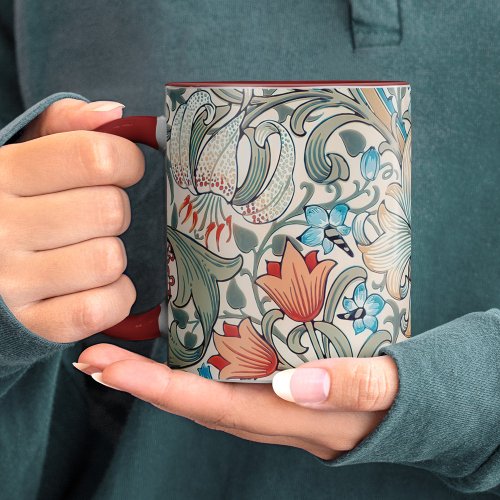 William Morris Lily Art Nouveau Floral Pattern Two Two_Tone Coffee Mug