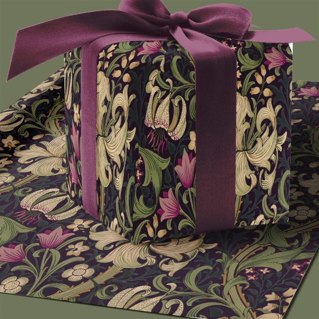 William Morris Lily Art Nouveau Floral Pattern Wrapping Paper (Creator Uploaded)