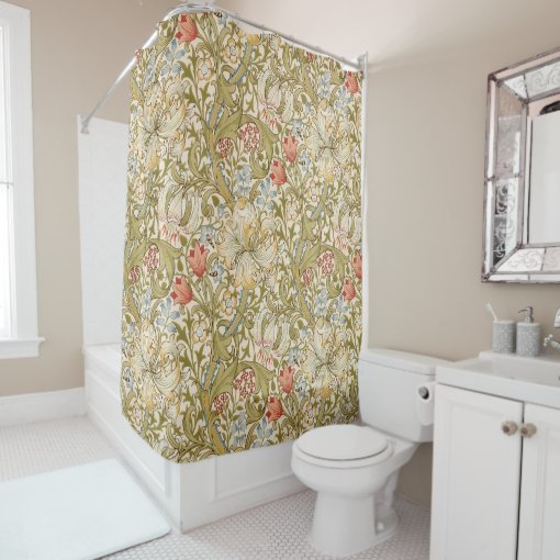 William Morris Lily Art Nouveau Floral Shower Curtain | Zazzle