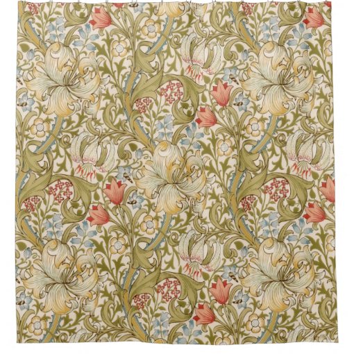 William Morris Lily Art Nouveau Floral Shower Curtain | Zazzle