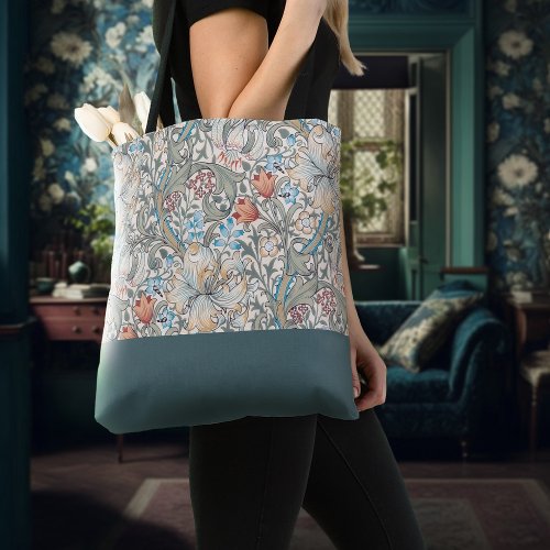 William Morris Lily Art Nouveau Floral Two_Tone Tote Bag