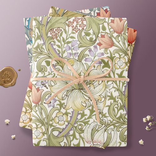 William Morris Lily Art Nouveau Floral Wrapping Pa Wrapping Paper Sheets