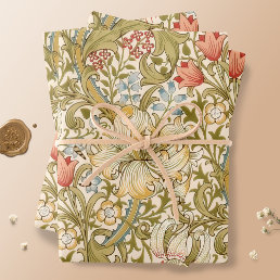 William Morris Lily Art Nouveau Floral Wrapping Paper Sheets