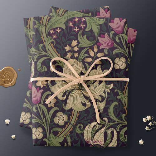 William Morris Lily Art Nouveau Floral Wrapping Paper Sheets