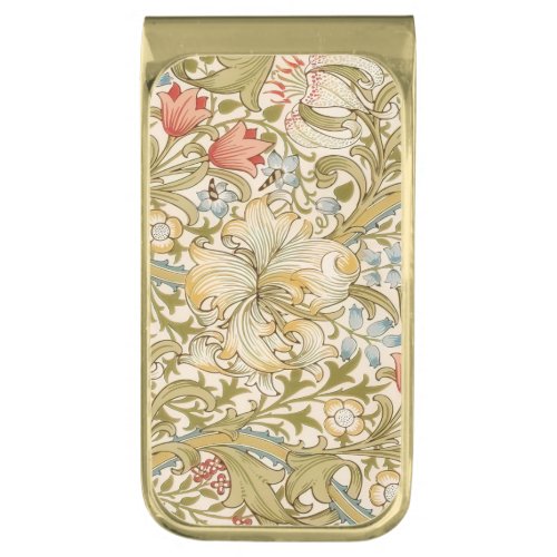 William Morris Lily Art Nouveau Gold Finish Money Clip