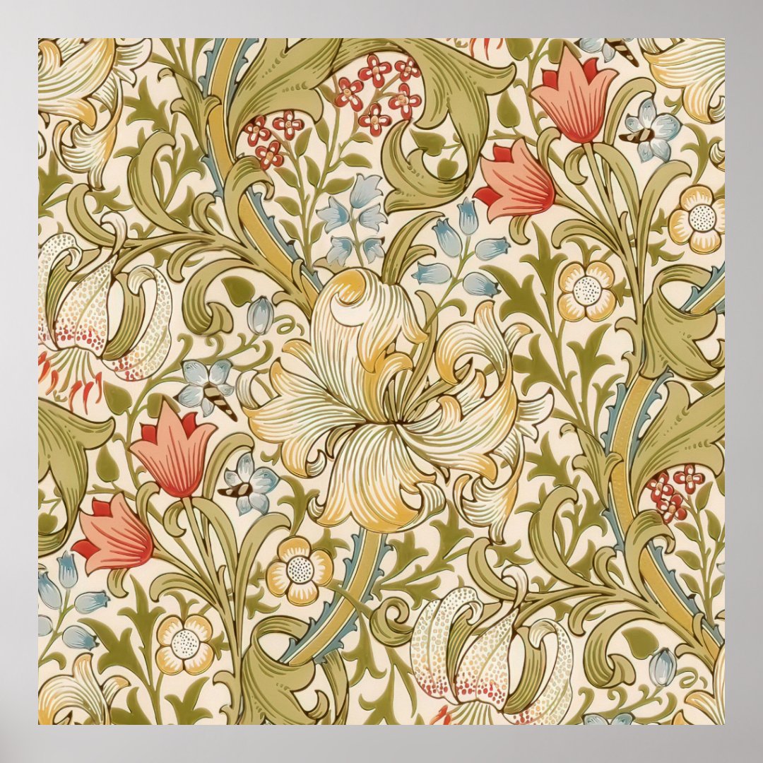 William Morris Lily Art Nouveau Pattern Poster | Zazzle