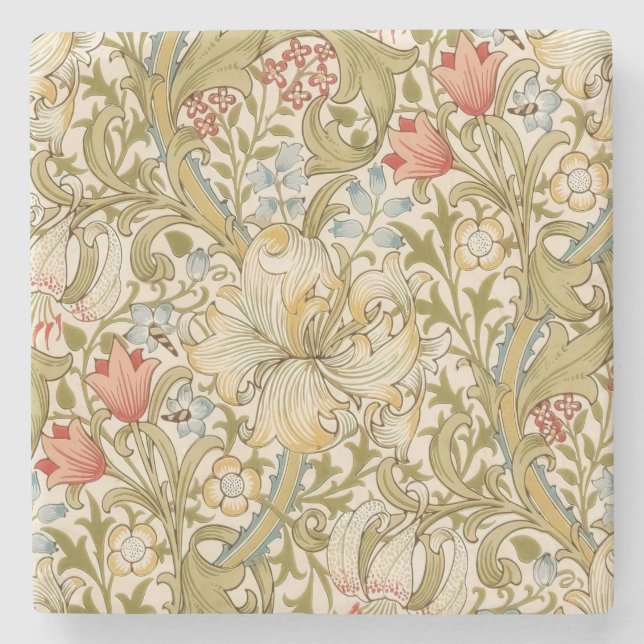 William Morris Lily Art Nouveau Stone Coaster (Front)