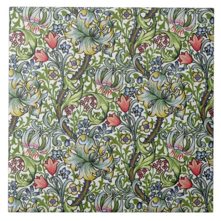 William Morris Lily Floral Chintz Pattern Art Tile