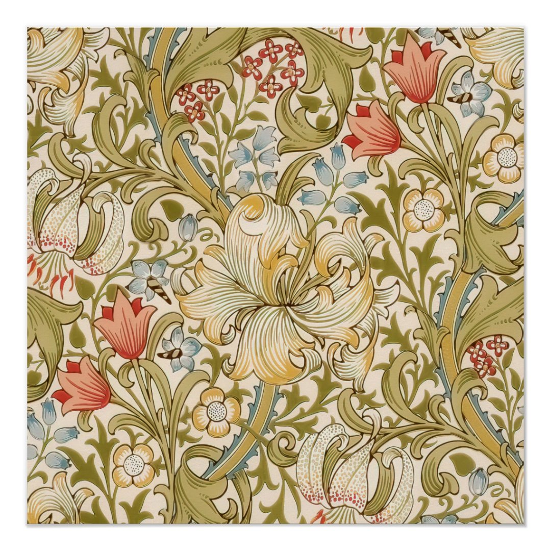 William Morris Lily Pattern Poster 