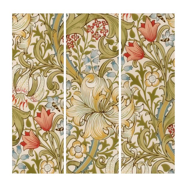 William Morris Lily Pattern Triptych (Front)