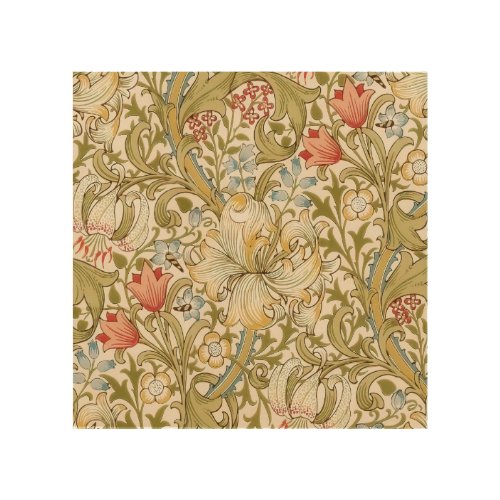 William Morris Lily Pattern Wood Wall Art