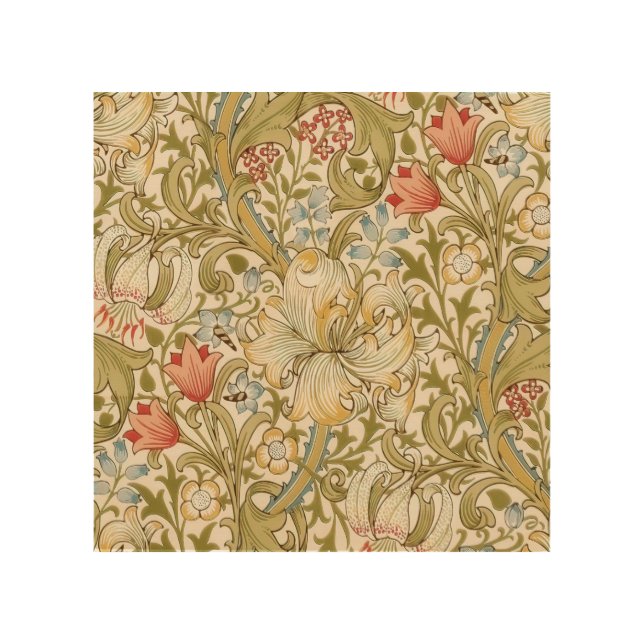 William Morris Lily Pattern Wood Wall Art (Front)