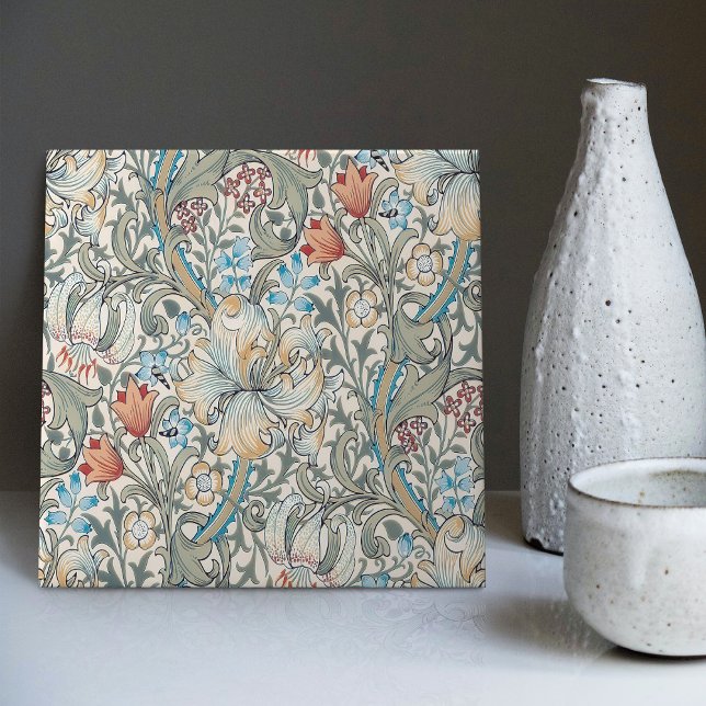 William Morris Lily Seamless Floral Pattern Ceramic Tile (Creator Uploaded)