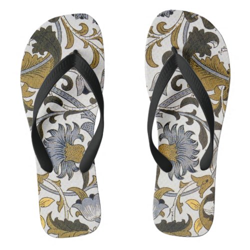 William Morris Lodden floral flower Flip Flops