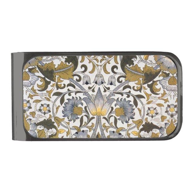 William Morris Lodden floral flower Gunmetal Finish Money Clip (Front)