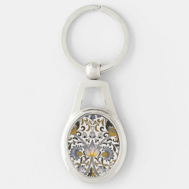 William Morris Lodden floral flower Keychain (Front)