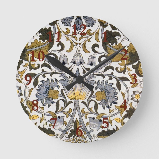 William Morris Lodden floral flower Round Clock (Front)