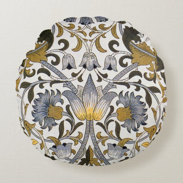 William Morris Lodden floral flower Round Pillow (Front)