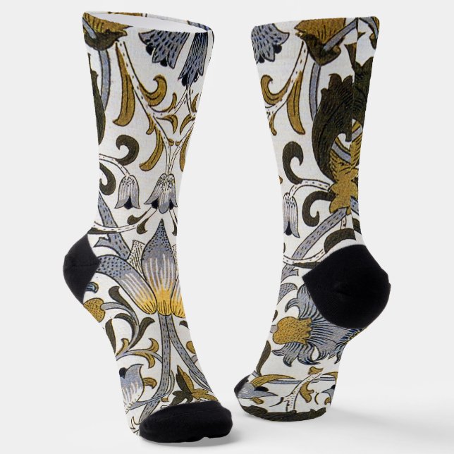 William Morris Lodden floral flower Socks (Angled)