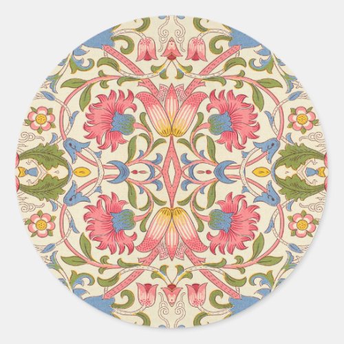 William Morris Lodden floral flower wallpaper  Classic Round Sticker