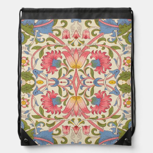 William Morris Lodden floral flower wallpaper  Drawstring Bag