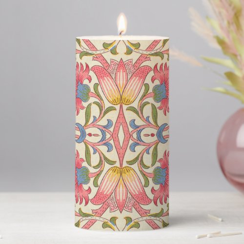William Morris Lodden floral flower wallpaper  Pillar Candle