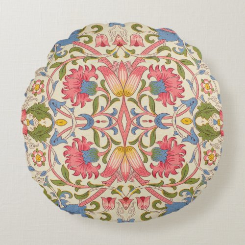 William Morris Lodden floral flower wallpaper  Round Pillow