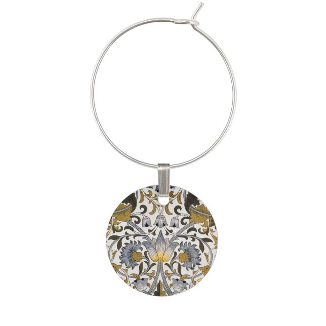 William Morris Lodden floral flower Wine Charm (Front)