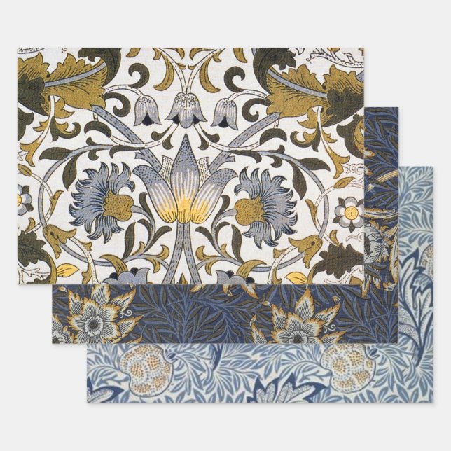 William Morris Lodden floral flower Wrapping Paper Sheets (Set)