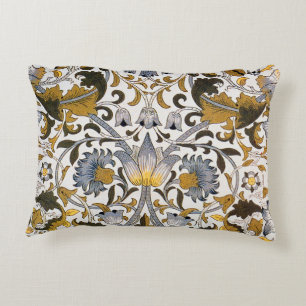 William Morris Lodden Floral Pattern: Blue Gold Accent Pillow