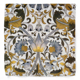 William Morris Lodden Floral Pattern: Blue Gold Bandana