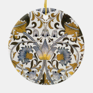 William Morris Lodden Floral Pattern: Blue Gold  Ceramic Ornament