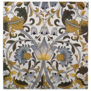 William Morris Lodden Floral Pattern: Blue Gold Cloth Napkin