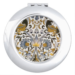 William Morris Lodden Floral Pattern: Blue Gold Compact Mirror