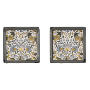 William Morris Lodden Floral Pattern: Blue Gold Cufflinks