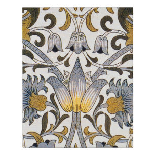 William Morris Lodden Floral Pattern: Blue Gold Faux Canvas Print
