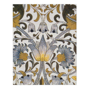 William Morris Lodden Floral Pattern: Blue Gold Faux Canvas Print