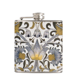 William Morris Lodden Floral Pattern: Blue Gold Flask